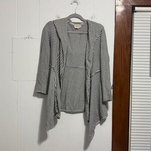Max Studio Weekend‎ Striped Hooded Cardigan Women's Size Small Open Front